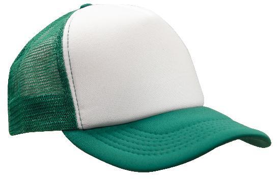 green and white trucker hat